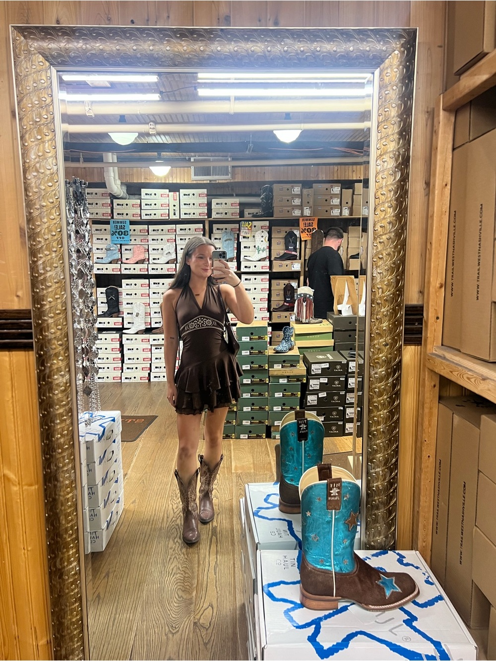 Amazon Brown One-Shoulder Ruffle Mini Dress